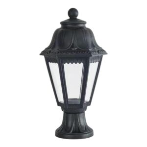 Outdoor Plastic Post Lights, Exterior Lamp Post Light Fixture with E27 Socket, Black Waterproof Post Lantern with Clear Lampshade, Pillar Outside Lighting for Garden, Patio, Pathway