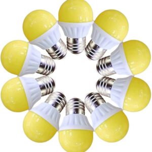G45 5W LED Colored Light Bulb,Pack of 10PCS,300Lm,E27 Base,for Wedding Halloween Christmas Party Bar Mood Ambiance Decor(YELLOW)