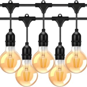 Outdoor String Lights, Electric Plug-In Festoon Lights 10 Meter 20Pcs G80 Globe LED Bulbs, Outdoor Waterproof Decorative Hanging Light String for Patio Garden Porch Yard