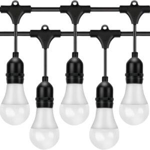 Outdoor String Lights, Electric Plug-In Festoon Lights 10 Meter 20 LED Bulbs Cool White, Outdoor Waterproof Decorative Hanging Light String for Patio Garden Porch Yard