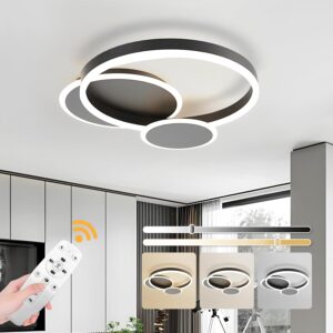 LED Modern Round Ring Ceiling Light, Flush Mount Decorative Bright Ceiling for Living Room and Bedroom, with Remote ControlDimmable and Adjustable 3-Color Temperature