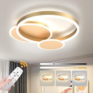 LED Modern Round Ring Ceiling Light, Flush Mount Decorative Bright Ceiling for Living Room and Bedroom, with Remote ControlDimmable and Adjustable 3-Color Temperature