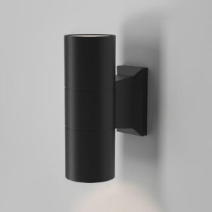 Modern Outdoor Black Wall Light Mains Powered, GU10 Base Up and Down Exterior Wall Sconce, IP65 Waterproof Outside Wall Lamp for Front Door, Porch, Garden, Patio
