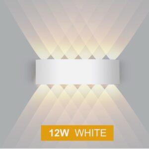 Modern Outdoor Aluminium Wall Light,AC 85-265V, IP65 Waterproof Up and Down Wall Lights for Living Room, Bedroom, Patio, Garden (6-WHITE-12W)